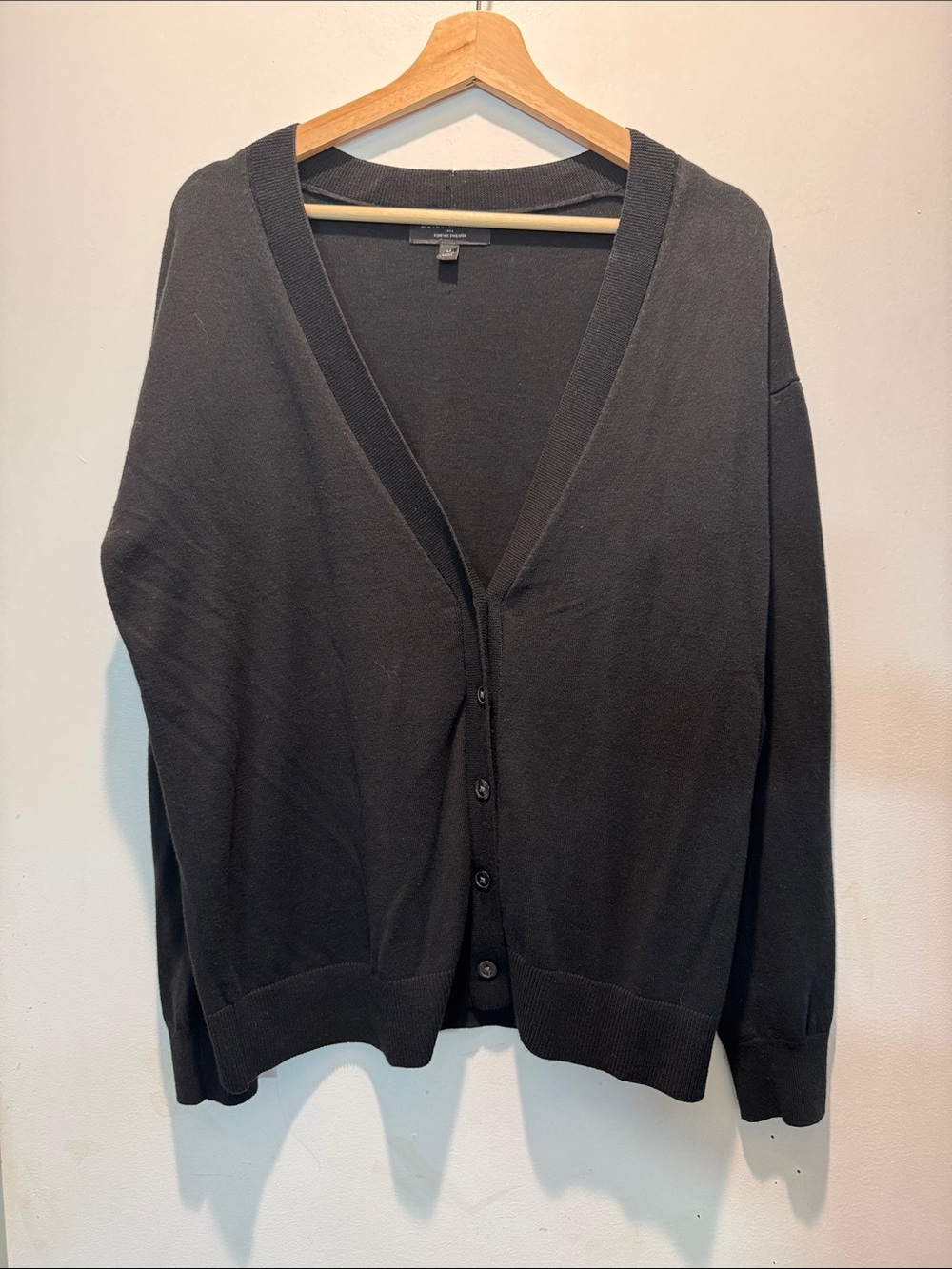Banana Republic Factory Black V-Neck Button Cardigan